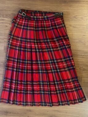 Vintage Borderglen Royal Stewart Wool Tartan Kilt Skirt Scotland